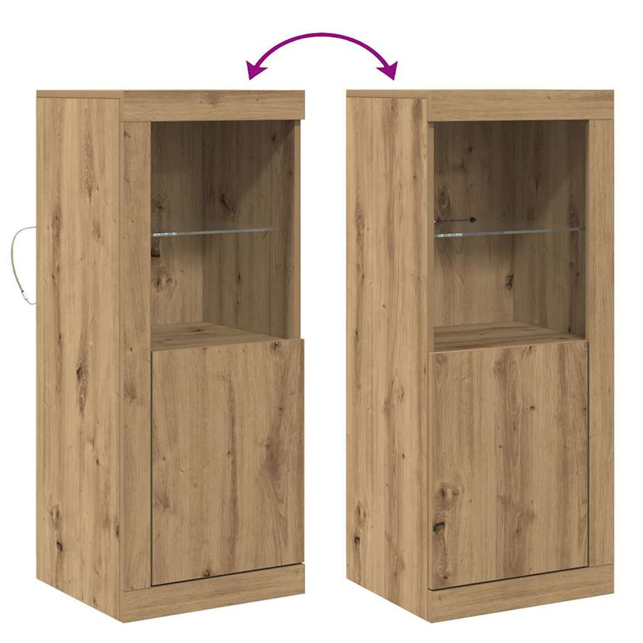 Dressoir Met Led-Verlichting 41X37X100 Cm Artisanaal Eiken artisanaal eikenkleurig