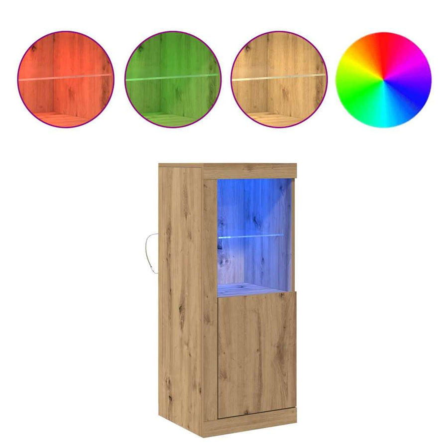 Dressoir Met Led-Verlichting 41X37X100 Cm Artisanaal Eiken artisanaal eikenkleurig