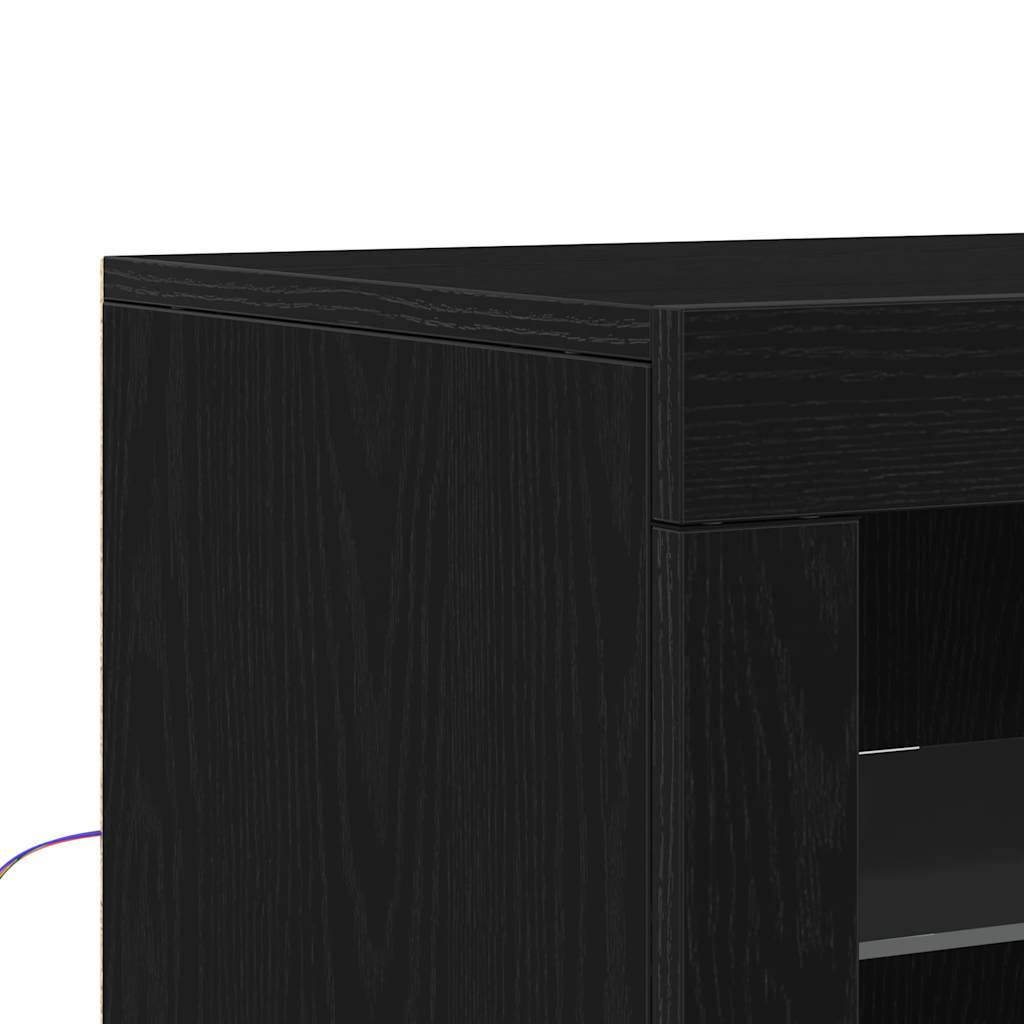 Dressoir Met Led-Verlichting 41X37X100 Cm Kleurig Zwart eiken