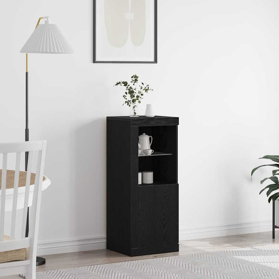 Dressoir Met Led-Verlichting 41X37X100 Cm Kleurig Zwart eiken