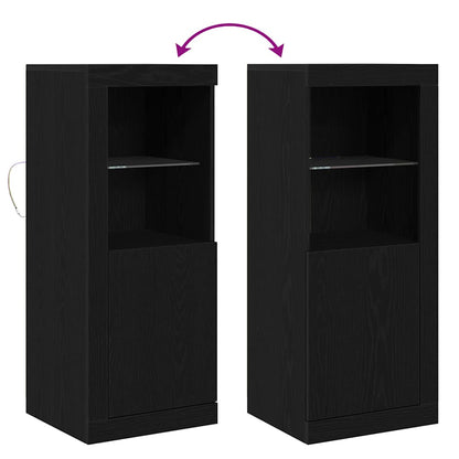 Dressoir Met Led-Verlichting 41X37X100 Cm Kleurig Zwart eiken