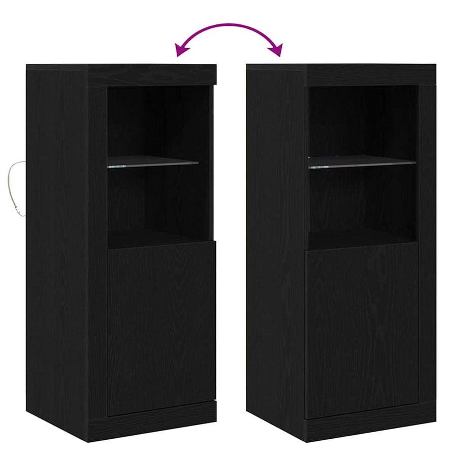 Dressoir Met Led-Verlichting 41X37X100 Cm Kleurig Zwart eiken