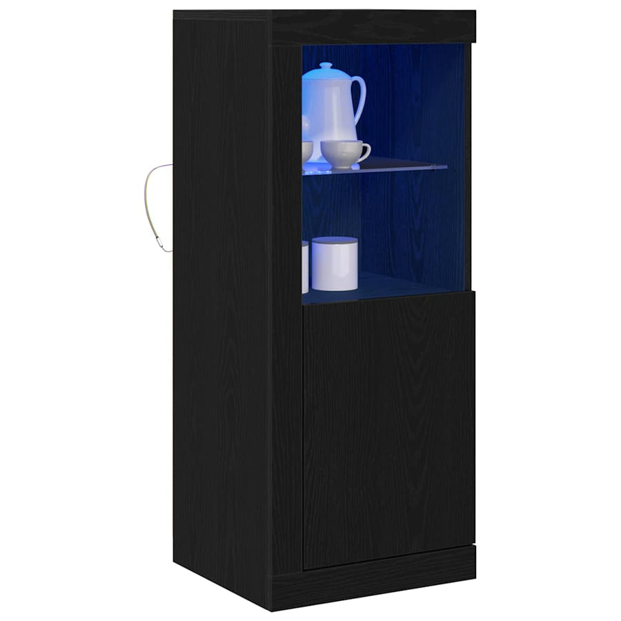 Dressoir Met Led-Verlichting 41X37X100 Cm Kleurig Zwart eiken