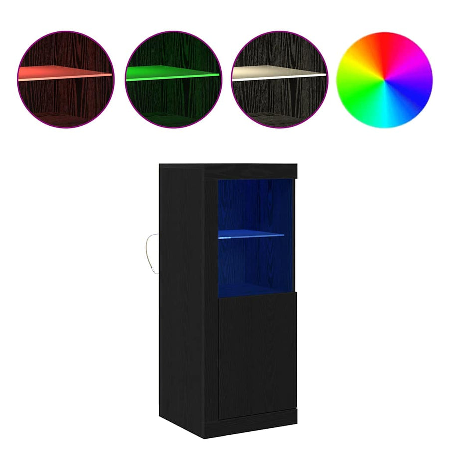 Dressoir Met Led-Verlichting 41X37X100 Cm Kleurig Zwart eiken