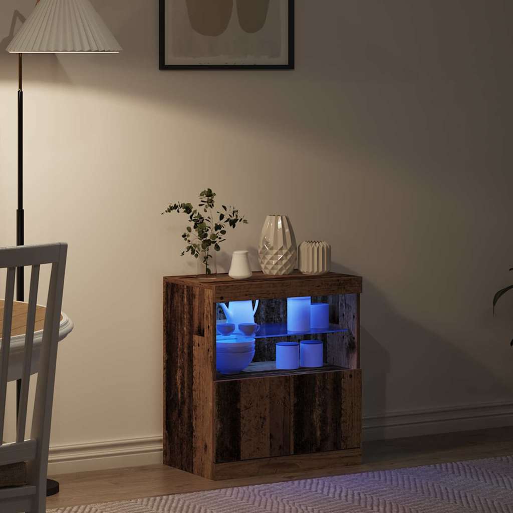 LED Sideboard Bruin 60,5 x 37 x 67 cm Bewerkt hout