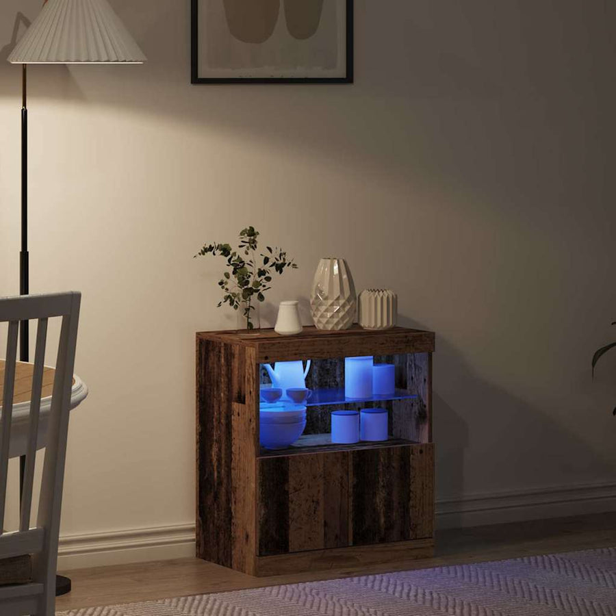 LED Sideboard Bruin 60,5 x 37 x 67 cm Bewerkt hout
