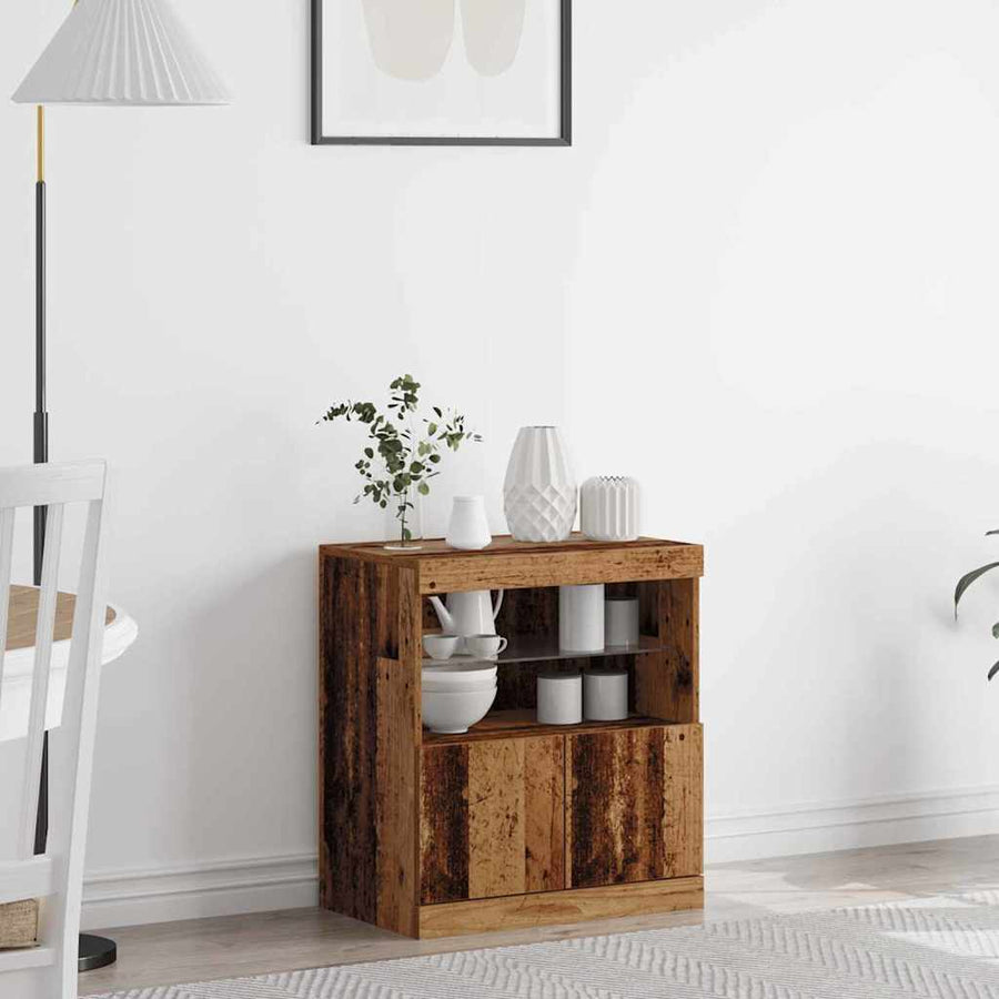 LED Sideboard Bruin 60,5 x 37 x 67 cm Bewerkt hout