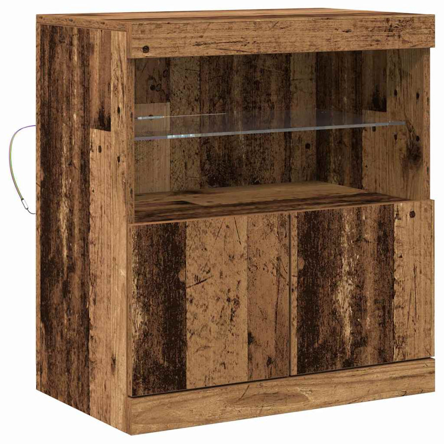 LED Sideboard Bruin 60,5 x 37 x 67 cm Bewerkt hout