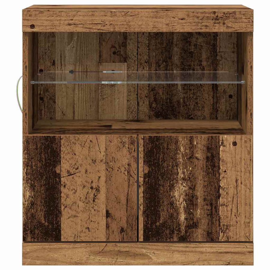 LED Sideboard Bruin 60,5 x 37 x 67 cm Bewerkt hout