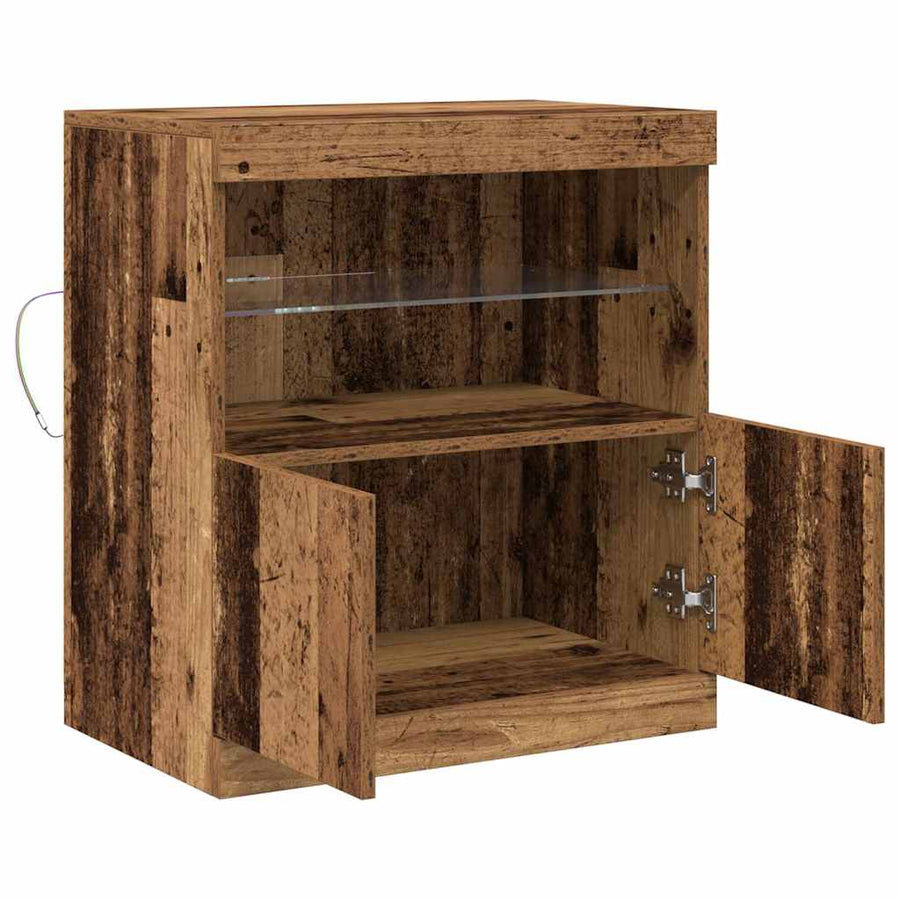 LED Sideboard Bruin 60,5 x 37 x 67 cm Bewerkt hout