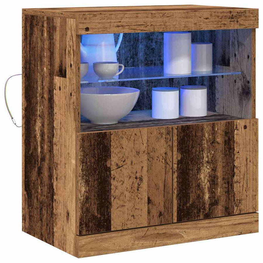 LED Sideboard Bruin 60,5 x 37 x 67 cm Bewerkt hout
