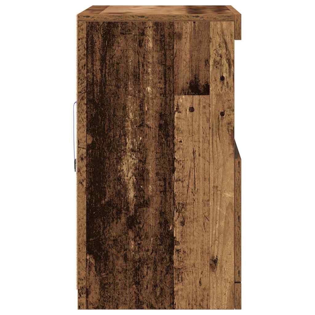 LED Sideboard Bruin 60,5 x 37 x 67 cm Bewerkt hout
