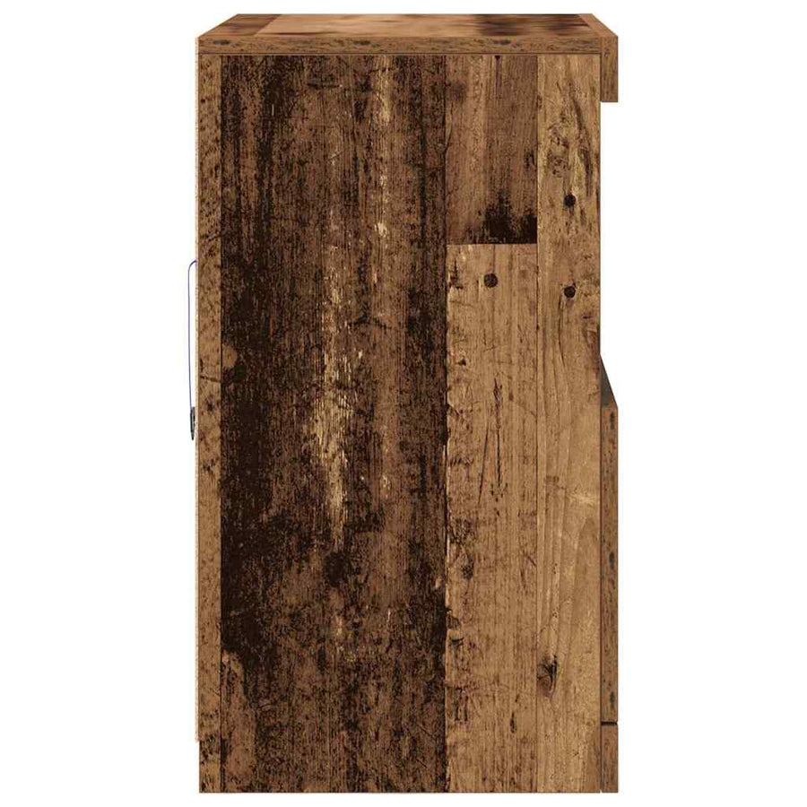 LED Sideboard Bruin 60,5 x 37 x 67 cm Bewerkt hout