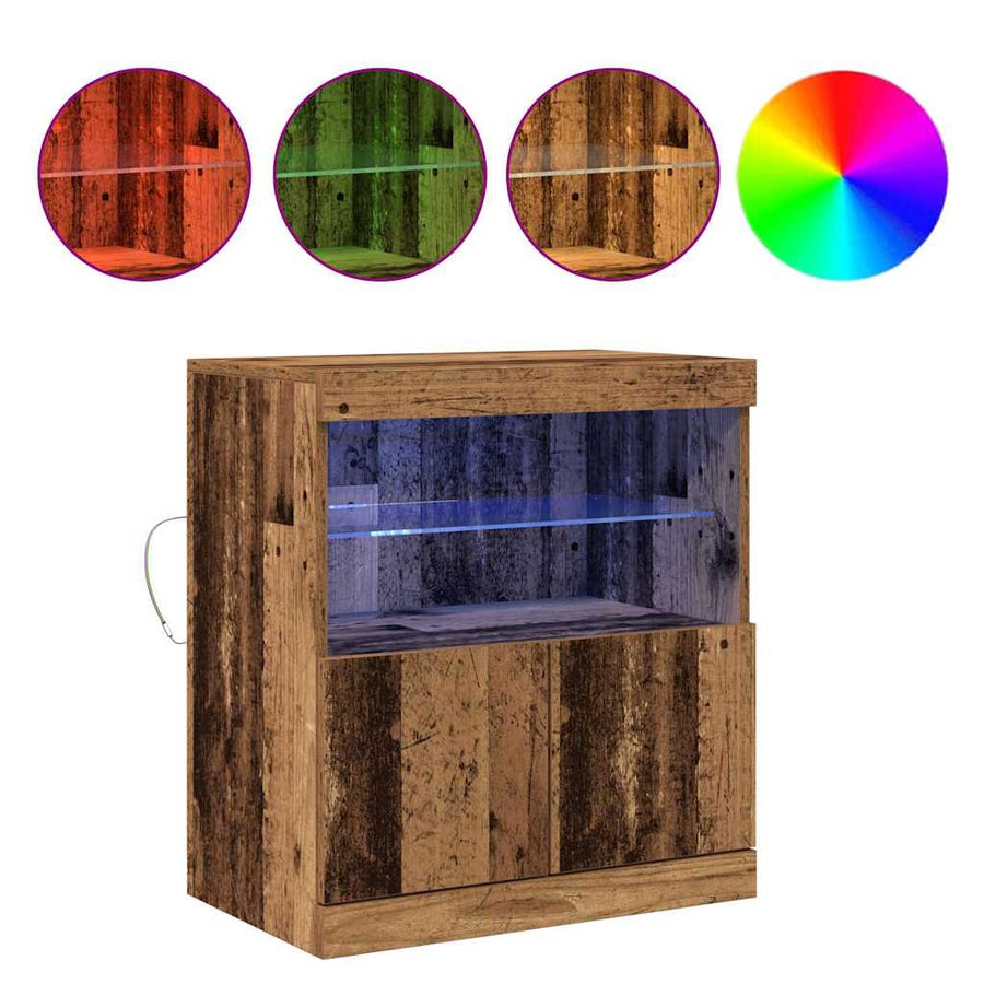 LED Sideboard Bruin 60,5 x 37 x 67 cm Bewerkt hout