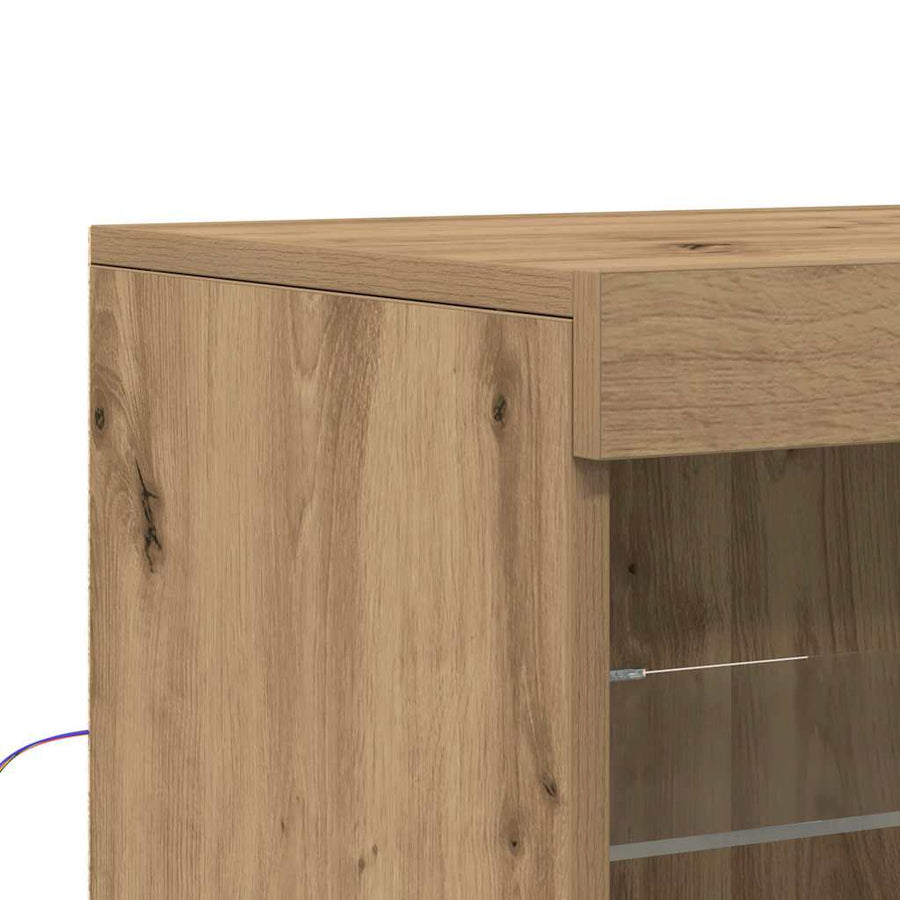 LED Sideboard Bruin 60,5 x 37 x 67 cm Bewerkt hout