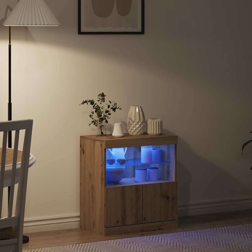 LED Sideboard Bruin 60,5 x 37 x 67 cm Bewerkt hout