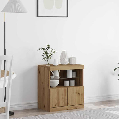 LED Sideboard Bruin 60,5 x 37 x 67 cm Bewerkt hout