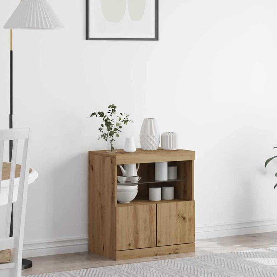 LED Sideboard Bruin 60,5 x 37 x 67 cm Bewerkt hout