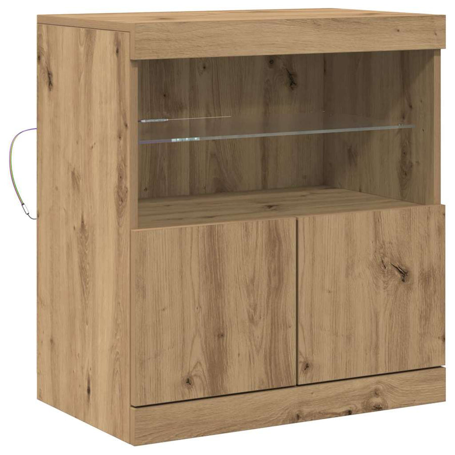 LED Sideboard Bruin 60,5 x 37 x 67 cm Bewerkt hout