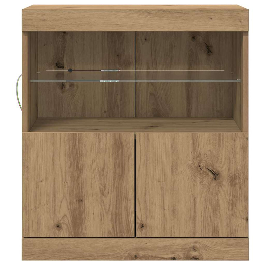 LED Sideboard Bruin 60,5 x 37 x 67 cm Bewerkt hout