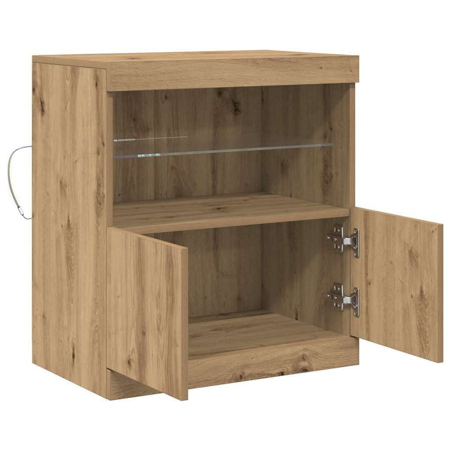 LED Sideboard Bruin 60,5 x 37 x 67 cm Bewerkt hout