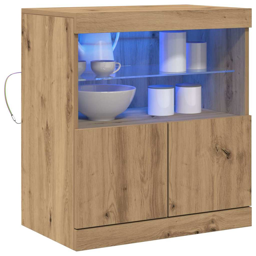 LED Sideboard Bruin 60,5 x 37 x 67 cm Bewerkt hout