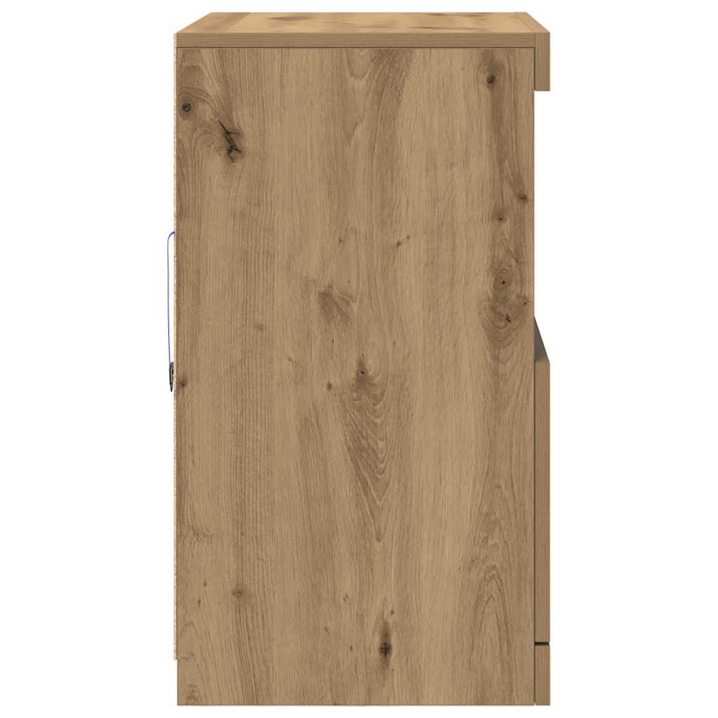LED Sideboard Bruin 60,5 x 37 x 67 cm Bewerkt hout