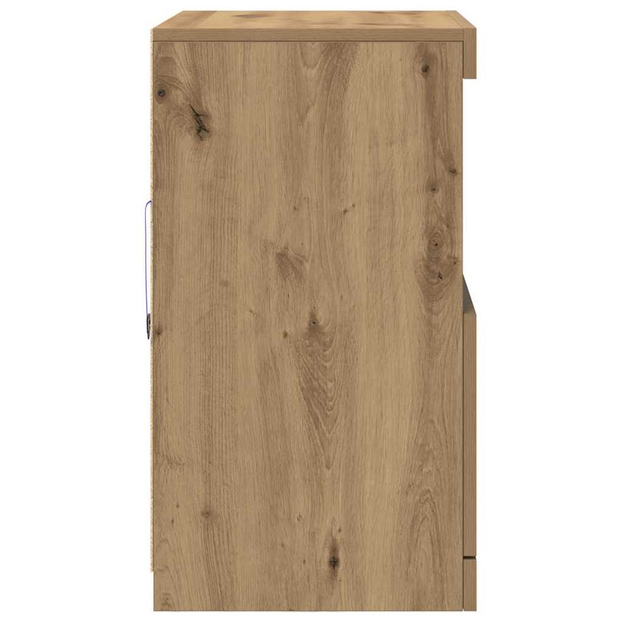 LED Sideboard Bruin 60,5 x 37 x 67 cm Bewerkt hout