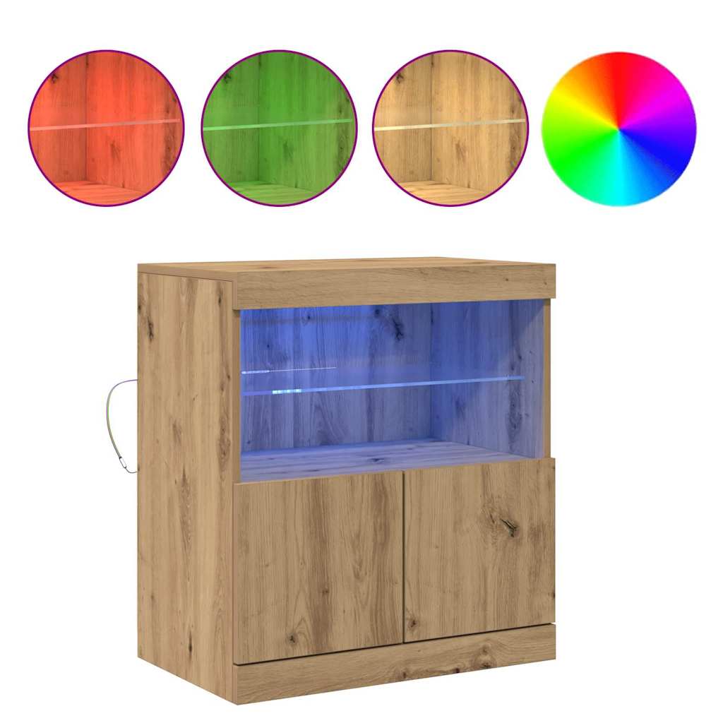 LED Sideboard Bruin 60,5 x 37 x 67 cm Bewerkt hout