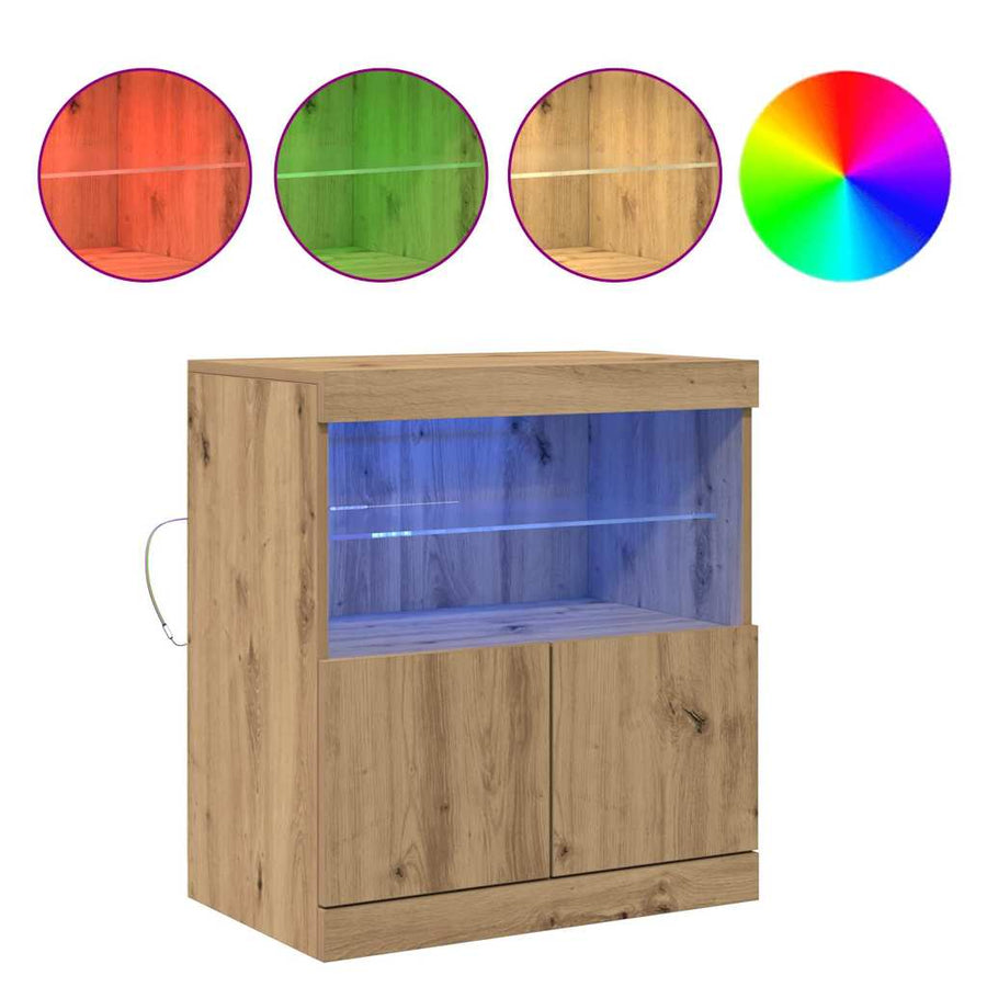 LED Sideboard Bruin 60,5 x 37 x 67 cm Bewerkt hout