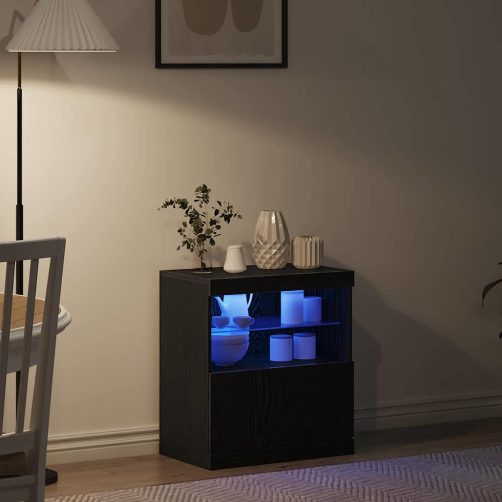 LED Sideboard Zwart 60,5 x 37 x 67 cm Bewerkt hout