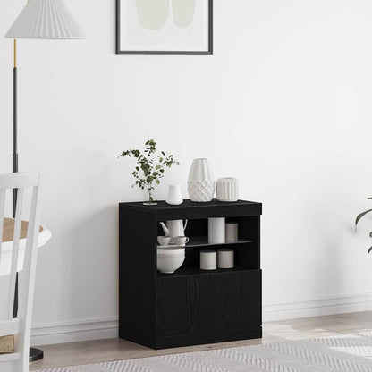 LED Sideboard Zwart 60,5 x 37 x 67 cm Bewerkt hout