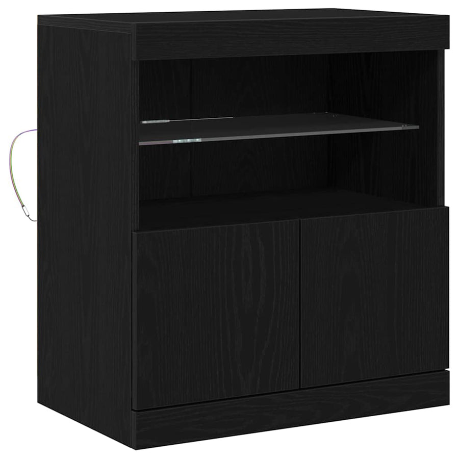 LED Sideboard Zwart 60,5 x 37 x 67 cm Bewerkt hout