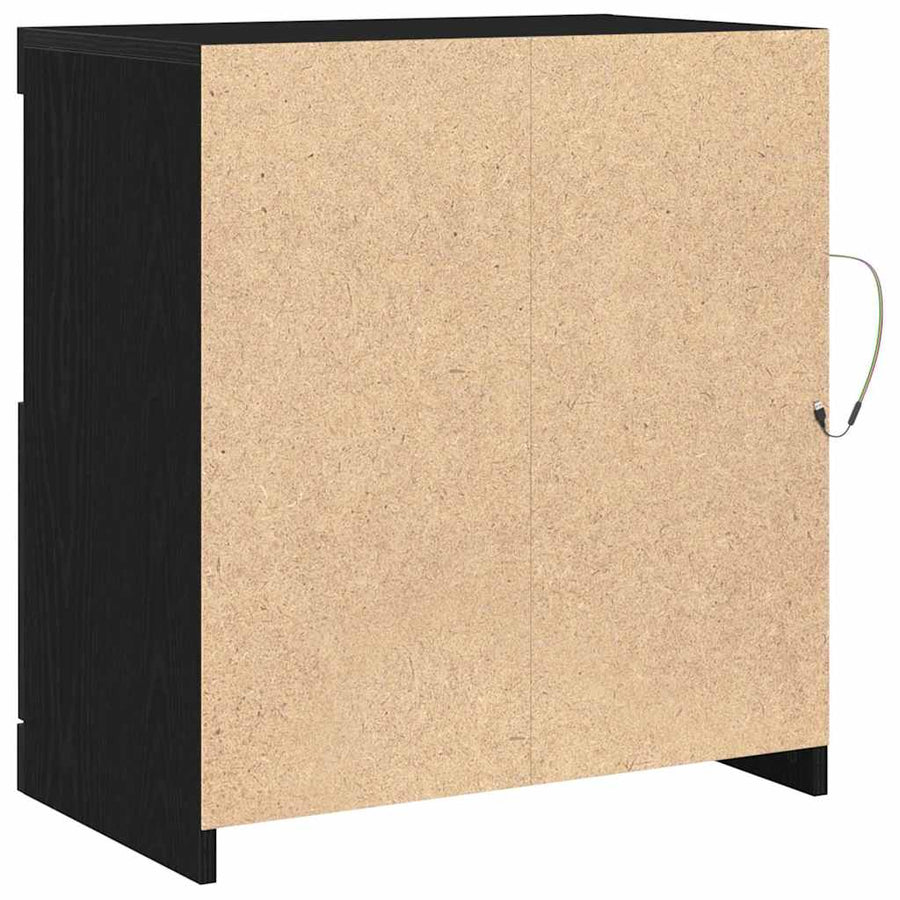 LED Sideboard Zwart 60,5 x 37 x 67 cm Bewerkt hout
