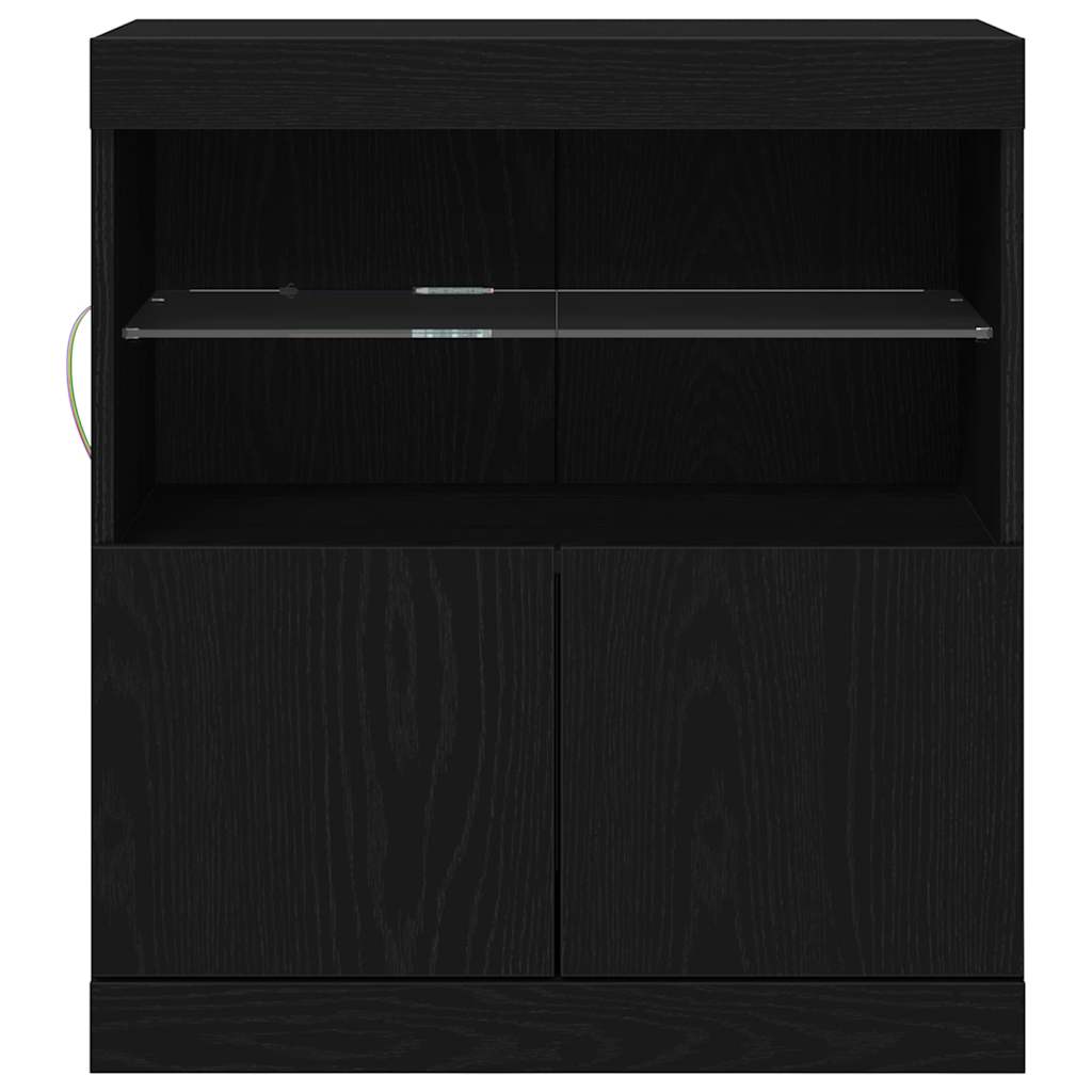 LED Sideboard Zwart 60,5 x 37 x 67 cm Bewerkt hout