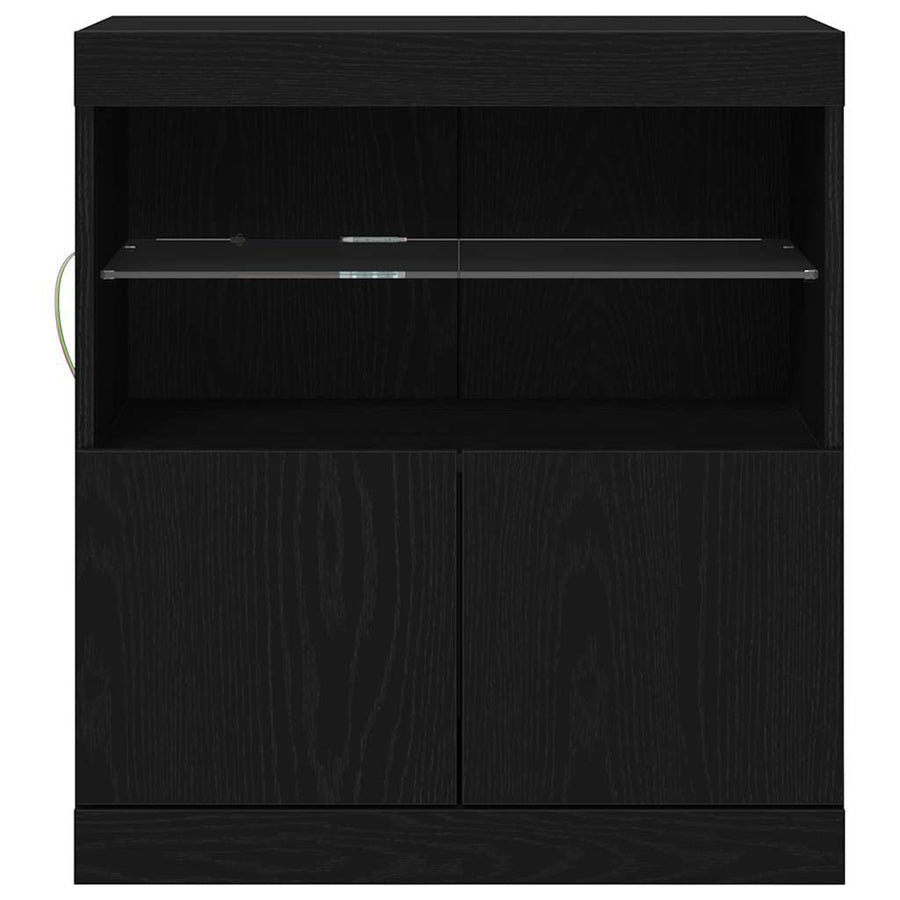 LED Sideboard Zwart 60,5 x 37 x 67 cm Bewerkt hout
