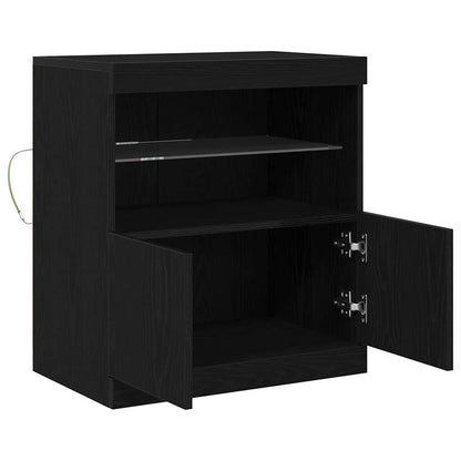 LED Sideboard Zwart 60,5 x 37 x 67 cm Bewerkt hout