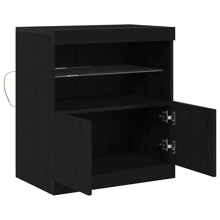 LED Sideboard Zwart 60,5 x 37 x 67 cm Bewerkt hout