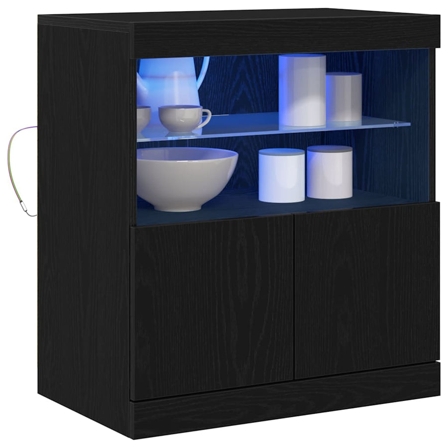 LED Sideboard Zwart 60,5 x 37 x 67 cm Bewerkt hout
