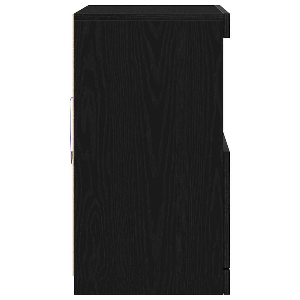 LED Sideboard Zwart 60,5 x 37 x 67 cm Bewerkt hout
