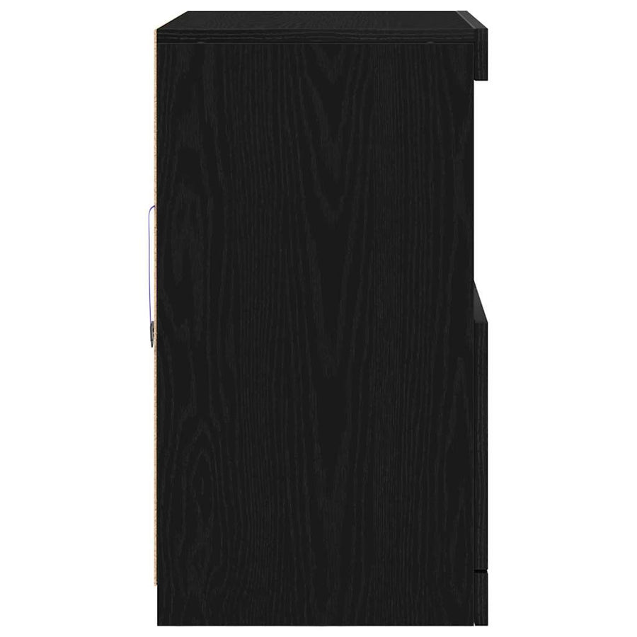 LED Sideboard Zwart 60,5 x 37 x 67 cm Bewerkt hout