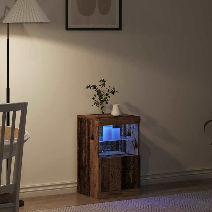 LED Sideboard Oudhout 41 x 37 x 67 cm Bewerkt hout