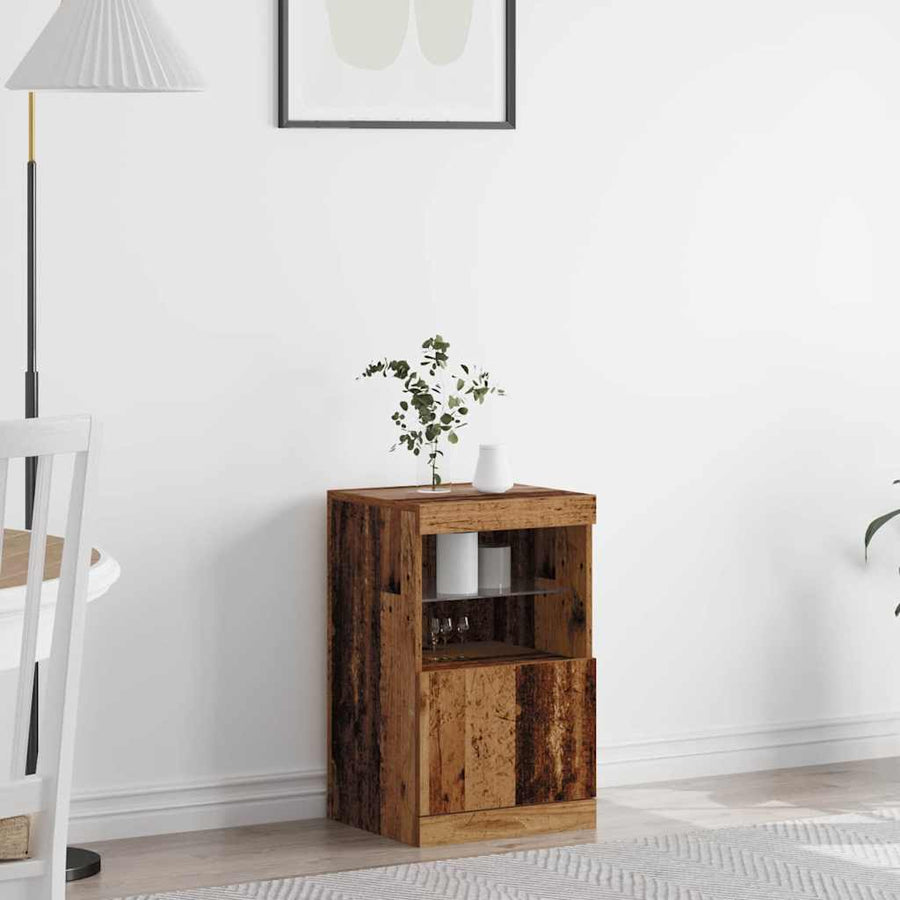 LED Sideboard Oudhout 41 x 37 x 67 cm Bewerkt hout