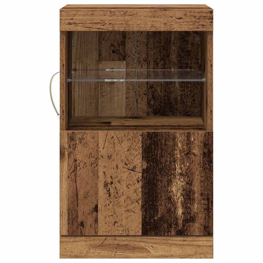 LED Sideboard Oudhout 41 x 37 x 67 cm Bewerkt hout