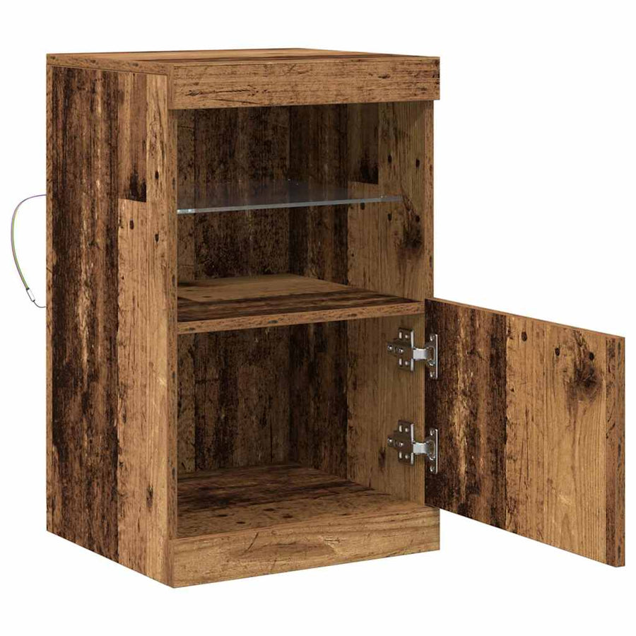LED Sideboard Oudhout 41 x 37 x 67 cm Bewerkt hout