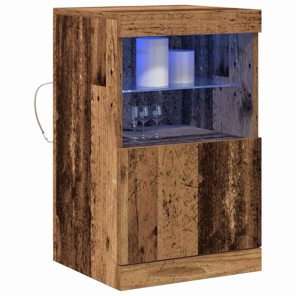 LED Sideboard Oudhout 41 x 37 x 67 cm Bewerkt hout