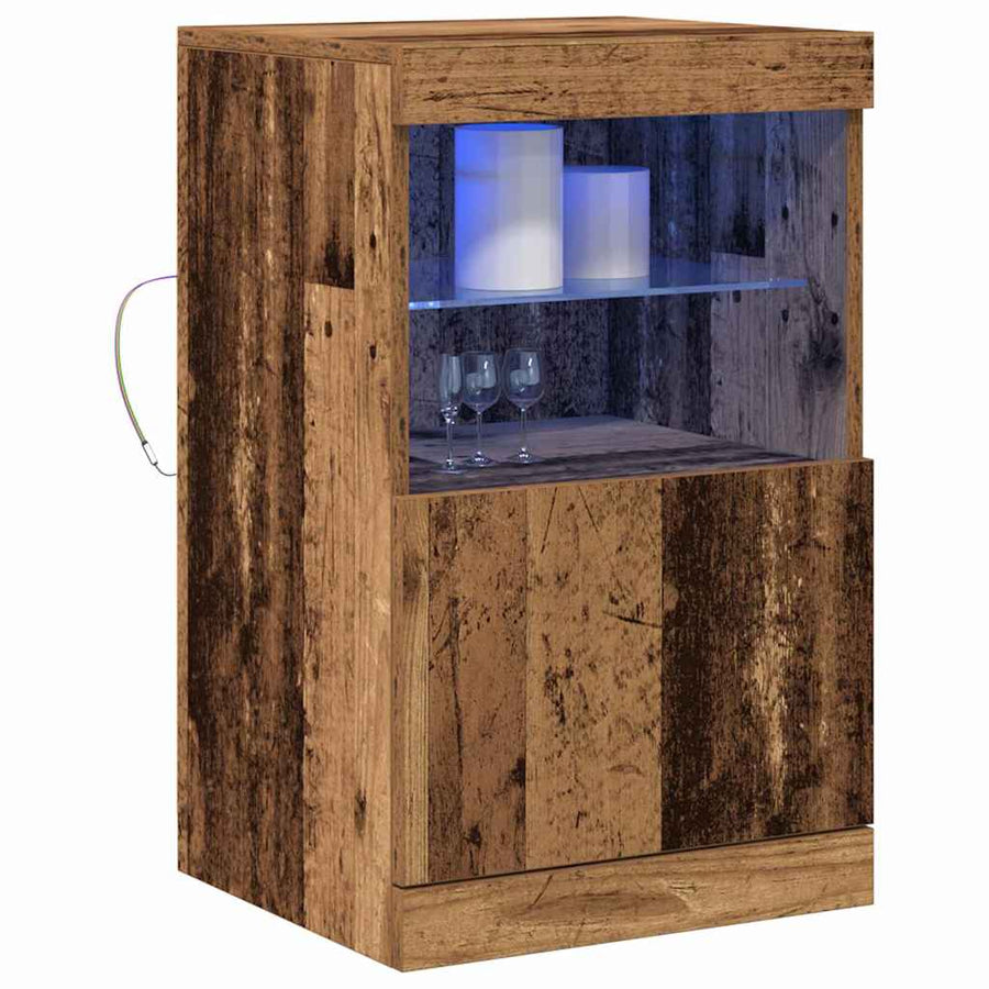 LED Sideboard Oudhout 41 x 37 x 67 cm Bewerkt hout