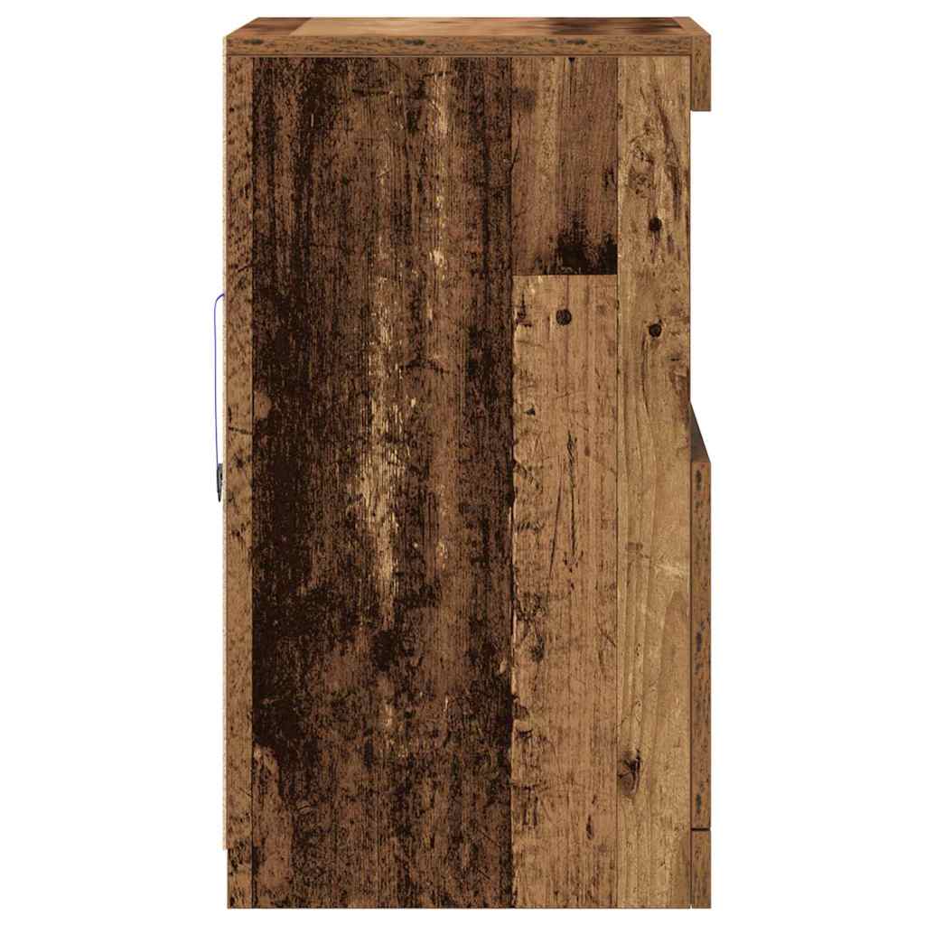 LED Sideboard Oudhout 41 x 37 x 67 cm Bewerkt hout