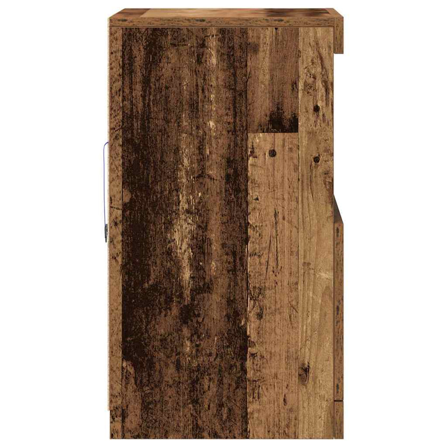 LED Sideboard Oudhout 41 x 37 x 67 cm Bewerkt hout