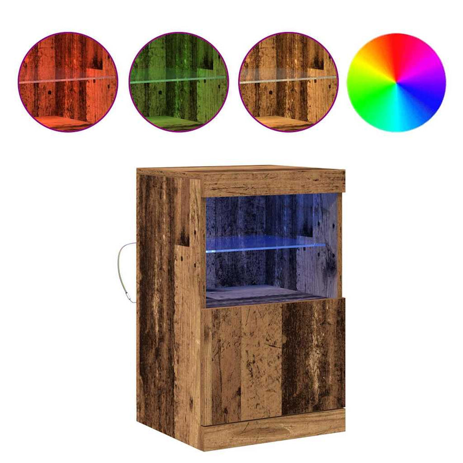 LED Sideboard Oudhout 41 x 37 x 67 cm Bewerkt hout